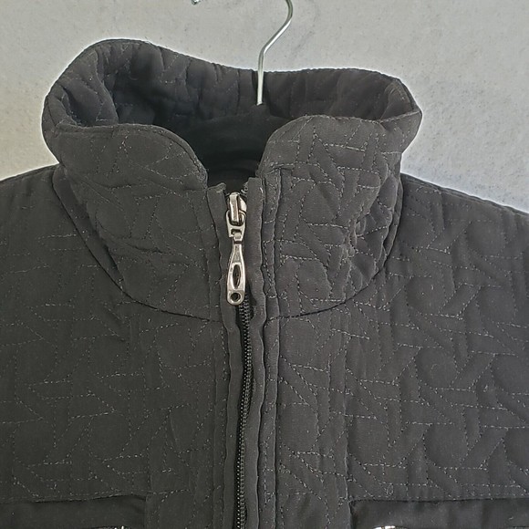 Gallery Quilted Jacket Coat Womens Small Black 4 Pockets Cinched Back Classic - Picture 4 of 15